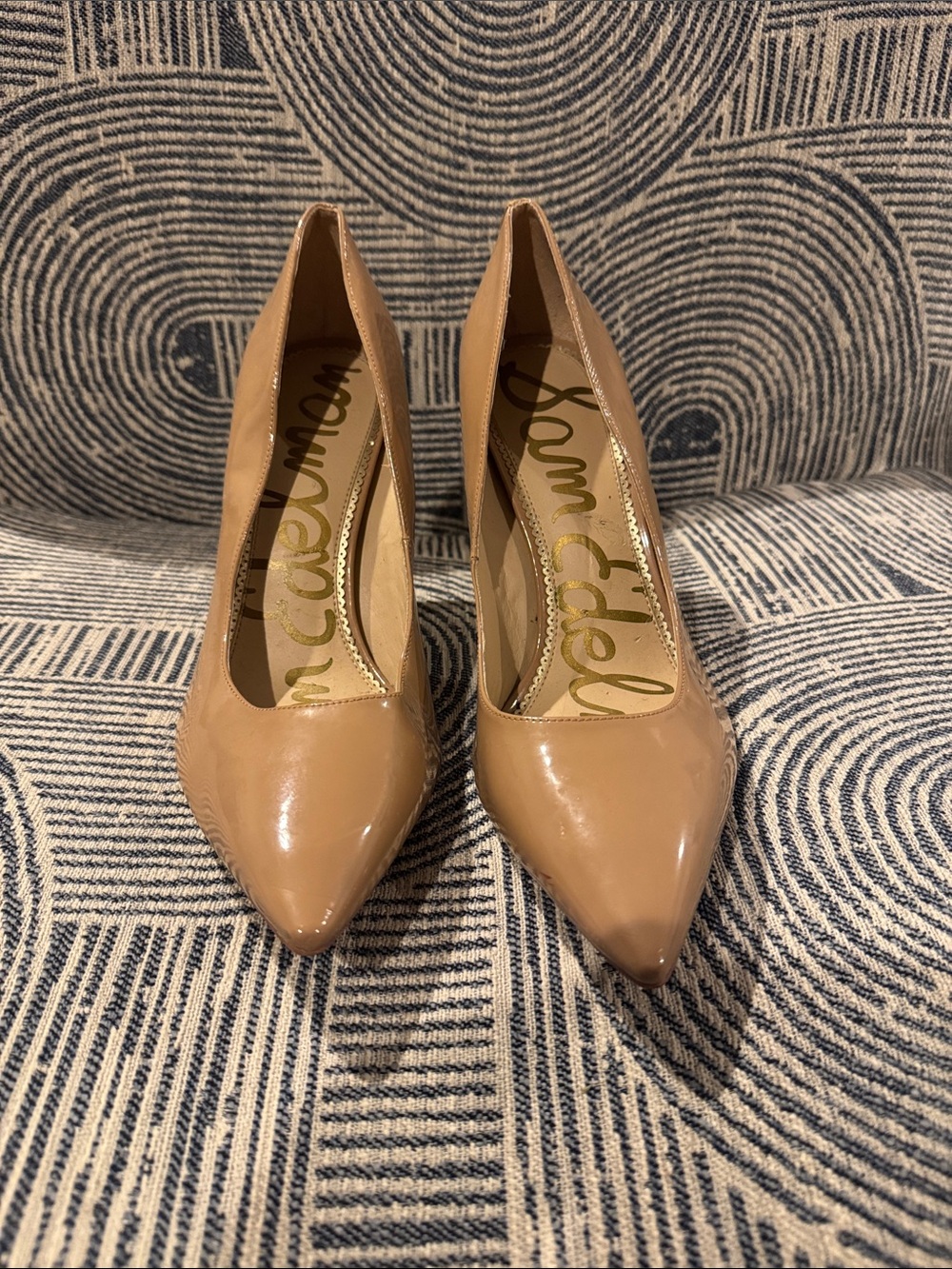 Sam Edelman Hazel Beige Patent Pointed-Toe Pumps Size 12/42 Business Casual